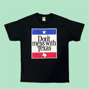 Vintage 90s Don’t Mess With Texas USA Graphic Tee Alstyle Tag Black Large